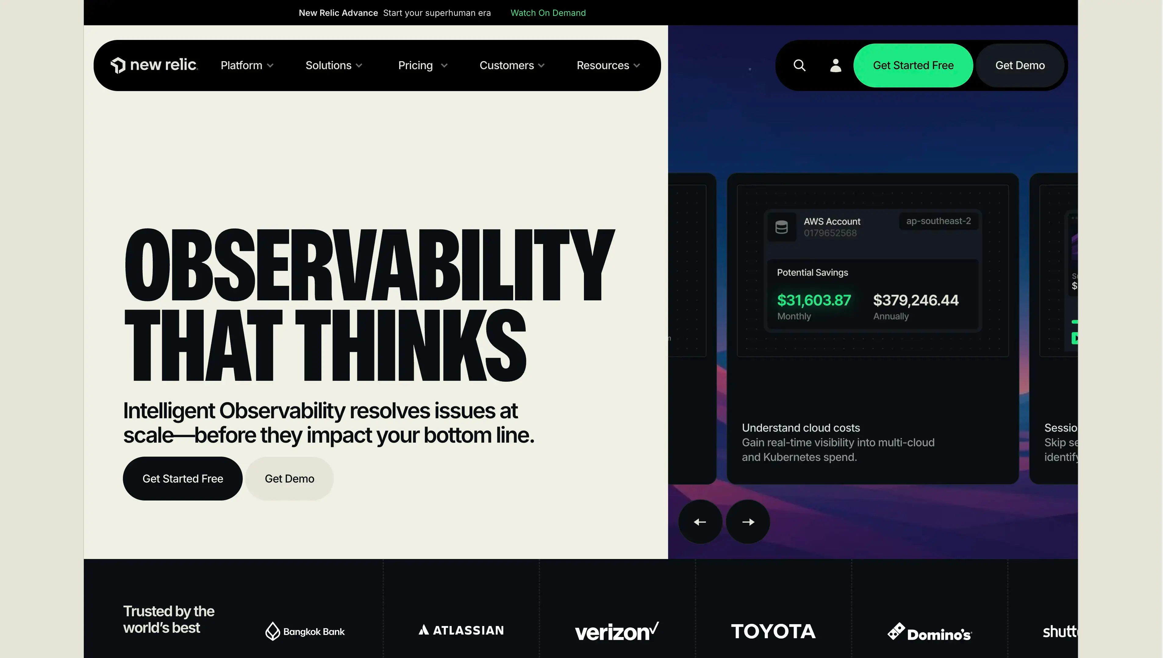 New Relic observability platform dashboard
